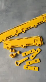 Yellow modular cast-on comb segments and clips
