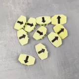 Yellow-green needle markers with arrows