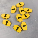 Yellow needle markers with black arrows